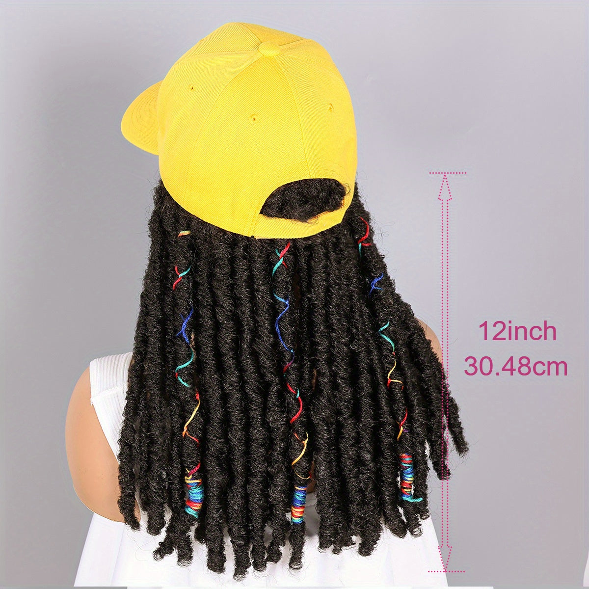 Hat Wigs 12 Inch Dreadlock Wigs With Black Baseball Cap Synthetic Fiber Dreads Hair Extensions With Hat Attatched For Women - Lena & Miles Exquisite Boutique LLC.