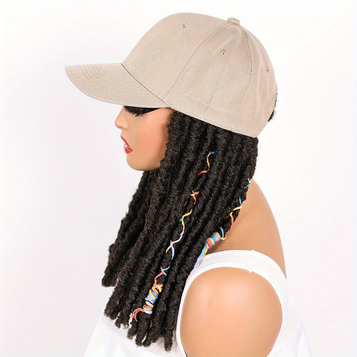 Hat Wigs 12 Inch Dreadlock Wigs With Black Baseball Cap Synthetic Fiber Dreads Hair Extensions With Hat Attatched For Women - Lena & Miles Exquisite Boutique LLC.