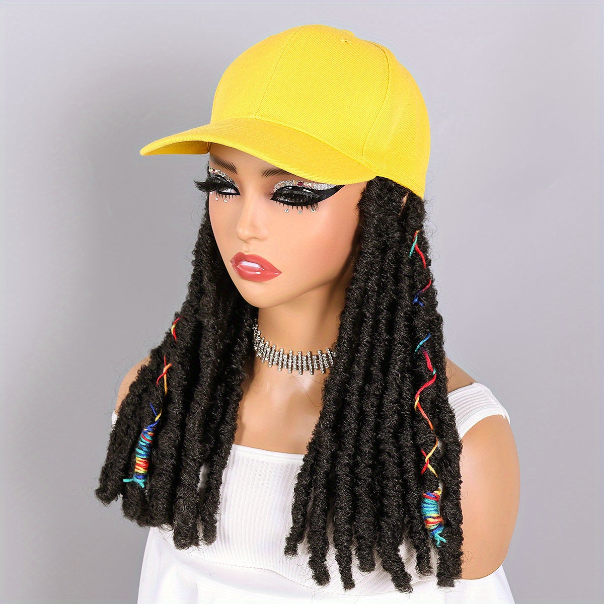 Hat Wigs 12 Inch Dreadlock Wigs With Black Baseball Cap Synthetic Fiber Dreads Hair Extensions With Hat Attatched For Women - Lena & Miles Exquisite Boutique LLC.