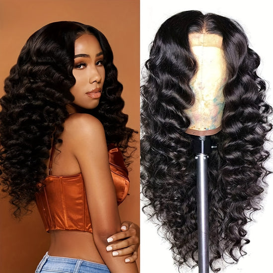 4x4 Glueless Loose Wave/Curly Human Hair Wigs - 180% Density HD Lace Front with Pre-Plucked Baby Hair - Ultra-Realistic, Bouncy & Seamless for Women - Lena & Miles Exquisite Boutique LLC.