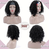 Headband Wigs 14 Inch Kinky Curly Headband Wigs For Women Synthetic Half Wig With Headband Attached No Lace Natural Black Curly Headband Wigs For Cosplay Party Daily Use - Lena & Miles Exquisite Boutique LLC.