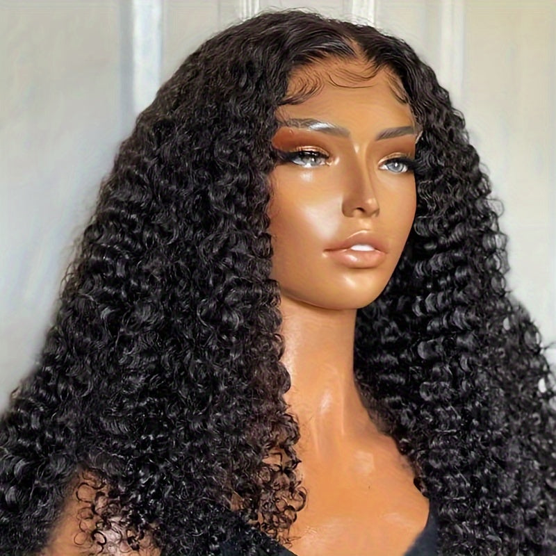 Kinky Curly Lace Front Wigs Human Hair 4x4x1 Lace Closure Wigs 180% Density Kinky Curly Wigs with Brazilian Remy Hair Unprocessed Virgin Hair Wig Natural Color - Lena & Miles Exquisite Boutique LLC.