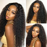 Kinky Curly Lace Front Wigs Human Hair 4x4x1 Lace Closure Wigs 180% Density Kinky Curly Wigs with Brazilian Remy Hair Unprocessed Virgin Hair Wig Natural Color - Lena & Miles Exquisite Boutique LLC.