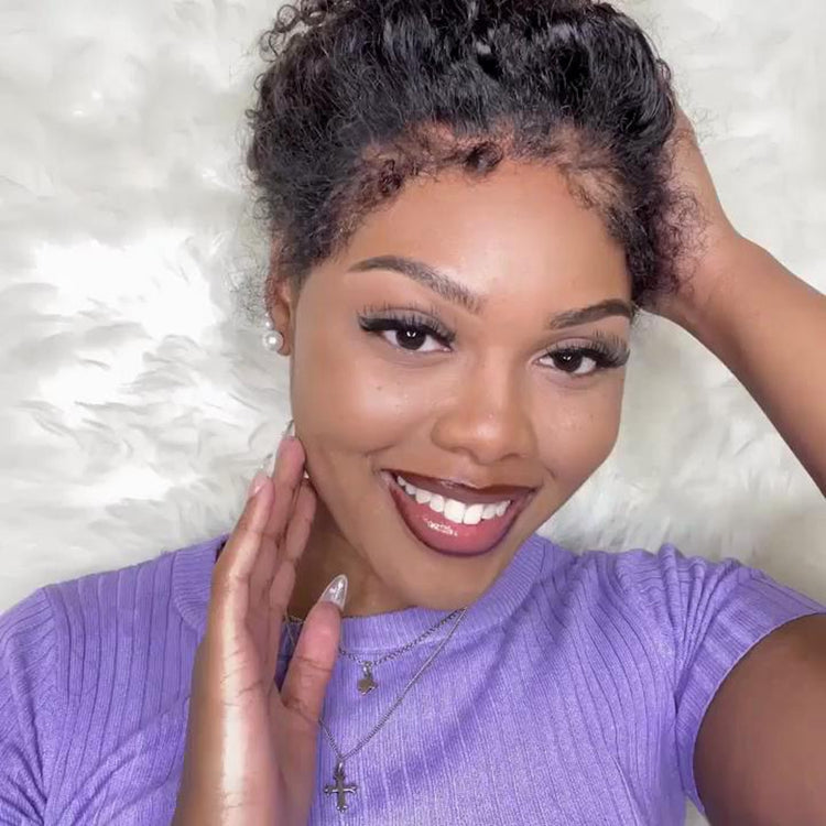 Deep Wave 4C Edges Frontal Wig 13x4 Lace Front Human Hair Wigs Deep Curly Lace Front Wig Human Hair For Women Brazilian Remy Human Hair Wigs With Curly Baby Hair Kinky Hairline - Lena & Miles Exquisite Boutique LLC.