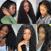 Deep Wave 4C Edges Frontal Wig 13x4 Lace Front Human Hair Wigs Deep Curly Lace Front Wig Human Hair For Women Brazilian Remy Human Hair Wigs With Curly Baby Hair Kinky Hairline - Lena & Miles Exquisite Boutique LLC.