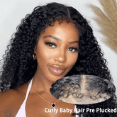 Deep Wave 4C Edges Frontal Wig 13x4 Lace Front Human Hair Wigs Deep Curly Lace Front Wig Human Hair For Women Brazilian Remy Human Hair Wigs With Curly Baby Hair Kinky Hairline - Lena & Miles Exquisite Boutique LLC.