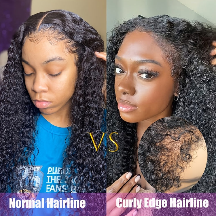 Deep Wave 4C Edges Frontal Wig 13x4 Lace Front Human Hair Wigs Deep Curly Lace Front Wig Human Hair For Women Brazilian Remy Human Hair Wigs With Curly Baby Hair Kinky Hairline - Lena & Miles Exquisite Boutique LLC.