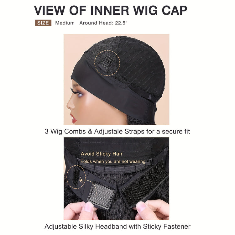 Kinky Straight Headband Wig For Women Yaki Straight Wigs With Black Headband Kinky Afro Wigs For Women - Lena & Miles Exquisite Boutique LLC.