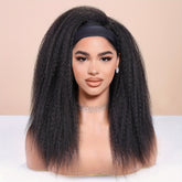 Kinky Straight Headband Wig For Women Yaki Straight Wigs With Black Headband Kinky Afro Wigs For Women - Lena & Miles Exquisite Boutique LLC.