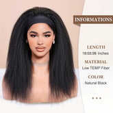 Kinky Straight Headband Wig For Women Yaki Straight Wigs With Black Headband Kinky Afro Wigs For Women - Lena & Miles Exquisite Boutique LLC.