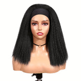 Kinky Straight Headband Wig For Women Yaki Straight Wigs With Black Headband Kinky Afro Wigs For Women - Lena & Miles Exquisite Boutique LLC.