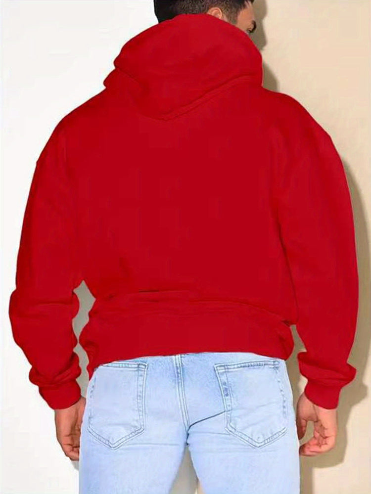 PLUS SIZE Installing Muscles Print Hoodie, Men&