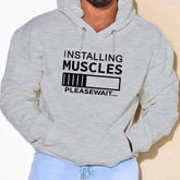 PLUS SIZE Installing Muscles Print Hoodie, Men&
