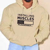 PLUS SIZE Installing Muscles Print Hoodie, Men&