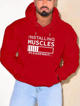 PLUS SIZE Installing Muscles Print Hoodie, Men&