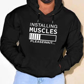 PLUS SIZE Installing Muscles Print Hoodie, Men&
