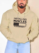 PLUS SIZE Installing Muscles Print Hoodie, Men&