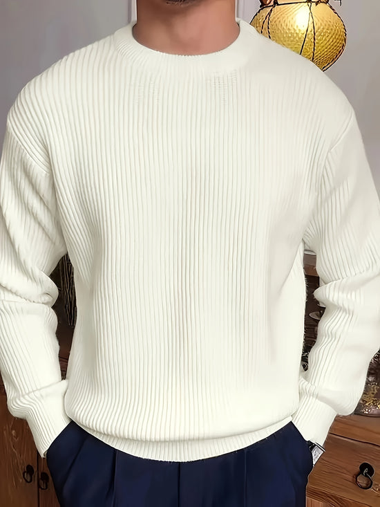Plus Size Solid Textured Sweater - Men&