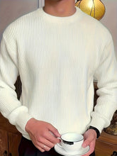 Plus Size Solid Textured Sweater - Men&