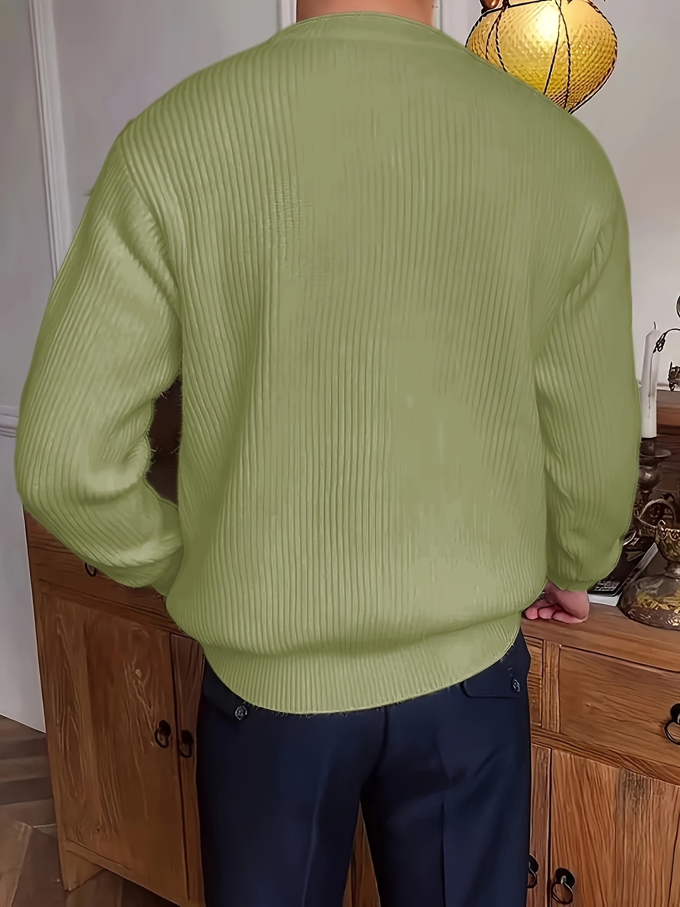 Plus Size Solid Textured Sweater - Men&