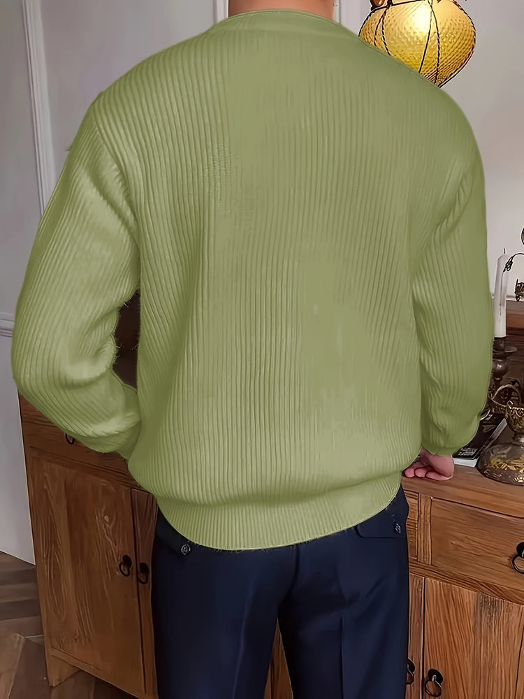 Plus Size Solid Textured Sweater - Men&