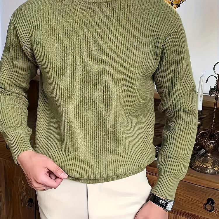 Plus Size Solid Textured Sweater - Men&