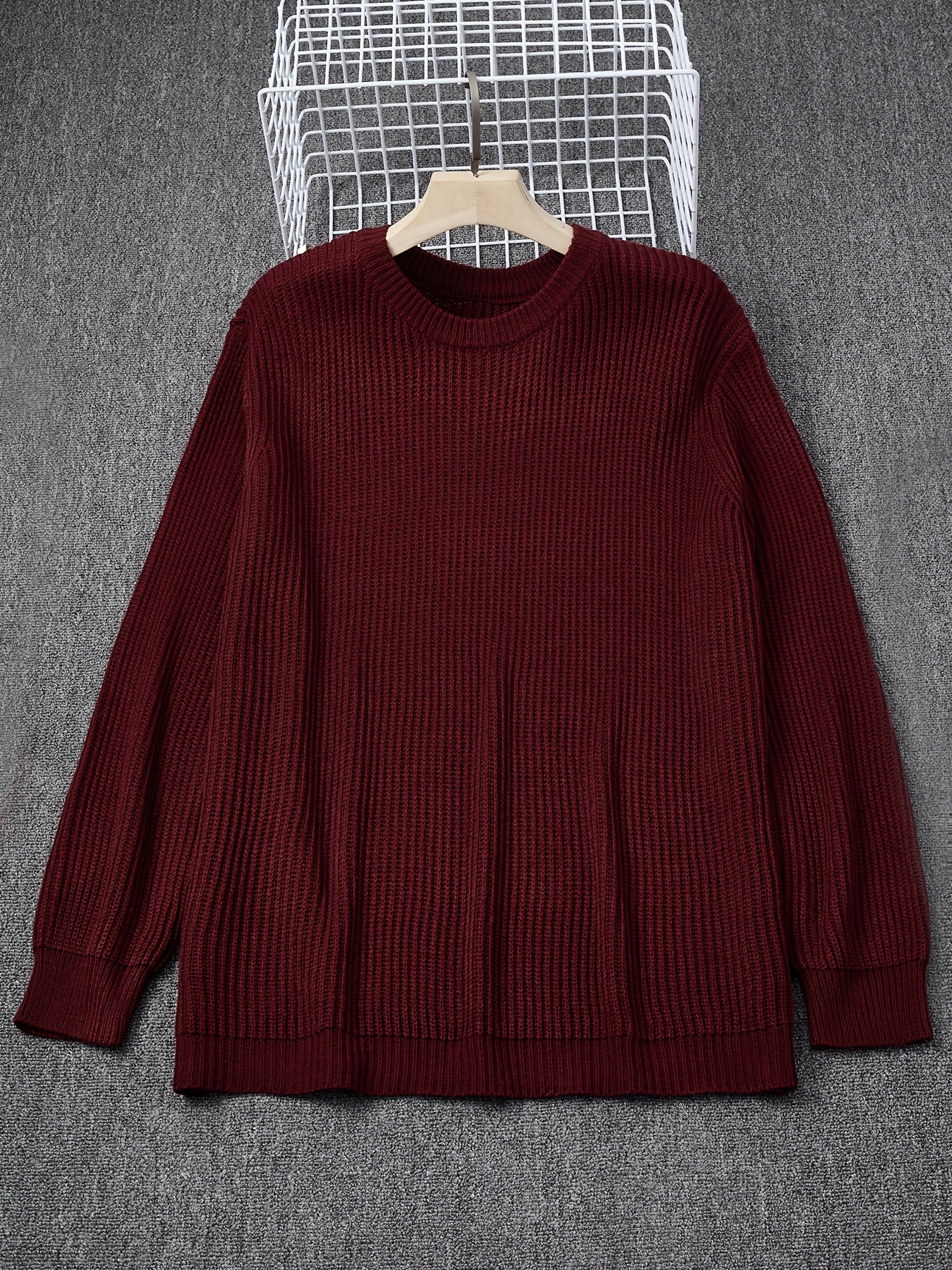 Plus Size Solid Textured Sweater - Men&