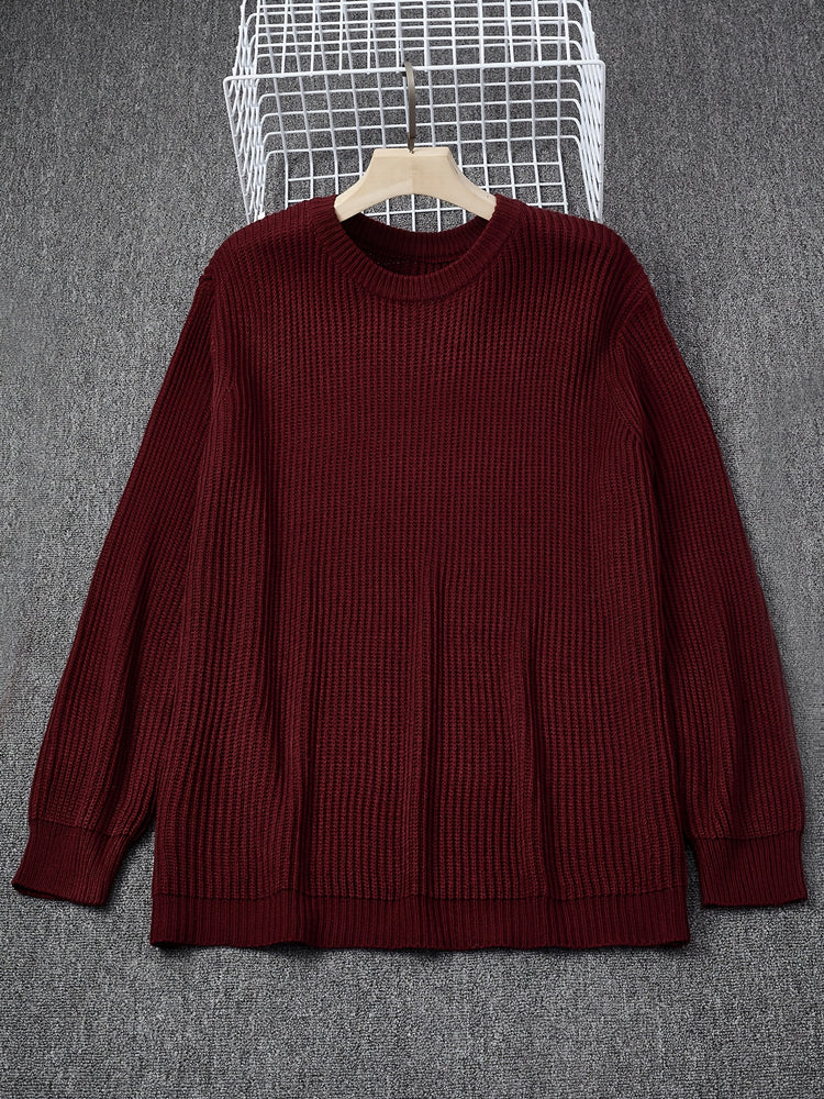 Plus Size Solid Textured Sweater - Men&