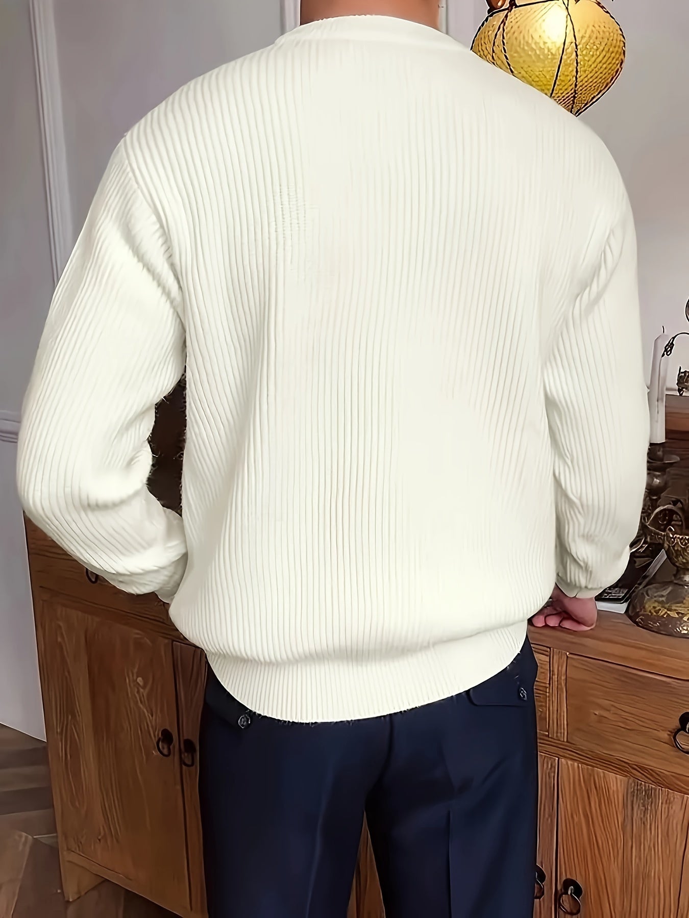 Plus Size Solid Textured Sweater - Men&