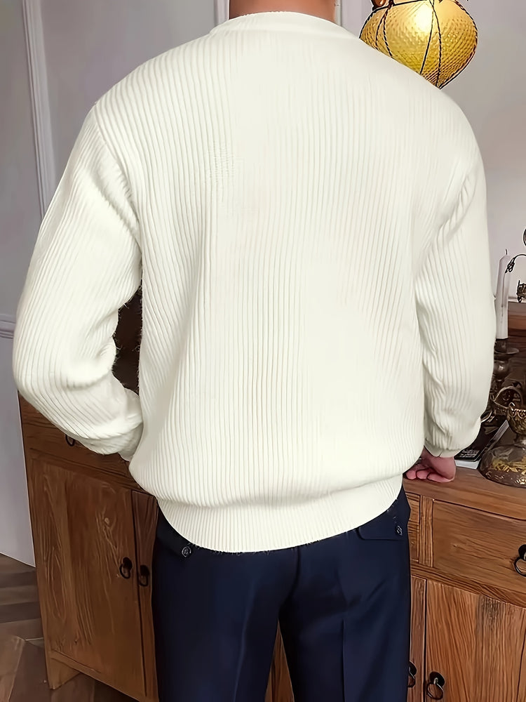 Plus Size Solid Textured Sweater - Men&
