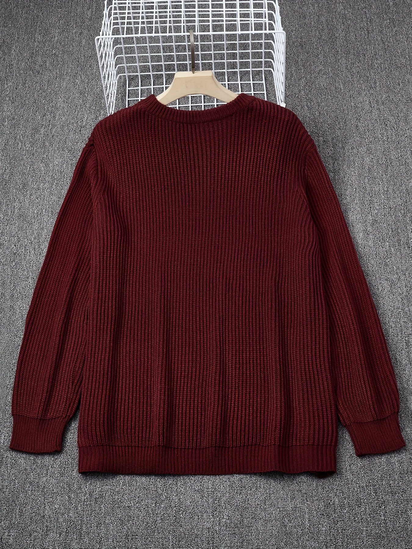 Plus Size Solid Textured Sweater - Men&