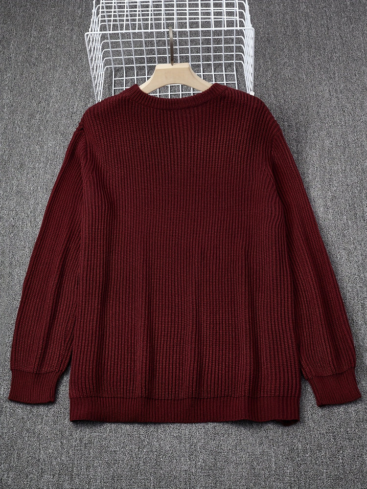 Plus Size Solid Textured Sweater - Men&