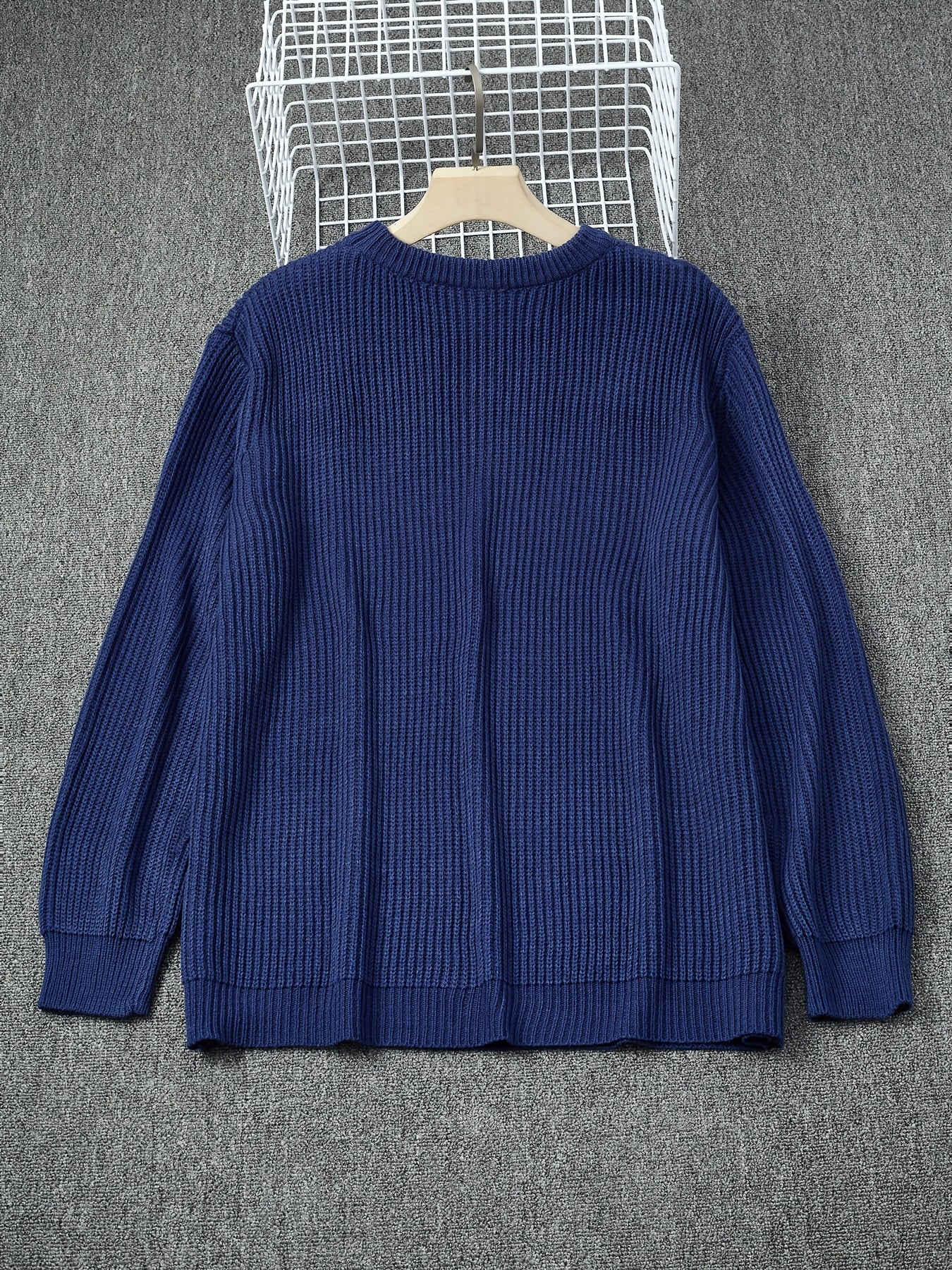 Plus Size Solid Textured Sweater - Men&