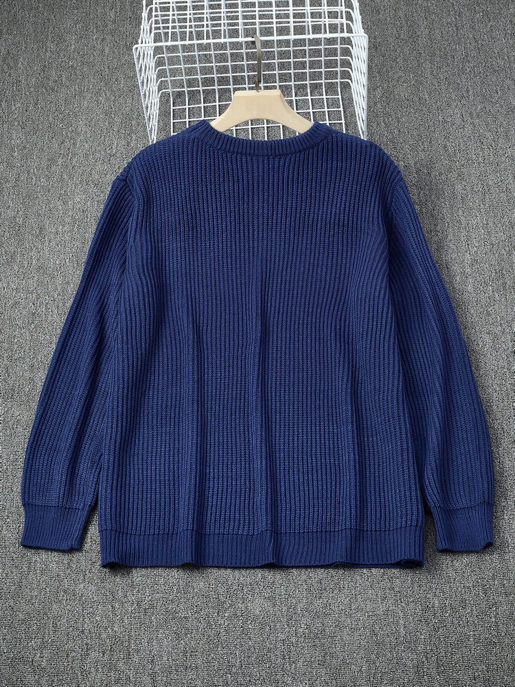 Plus Size Solid Textured Sweater - Men&