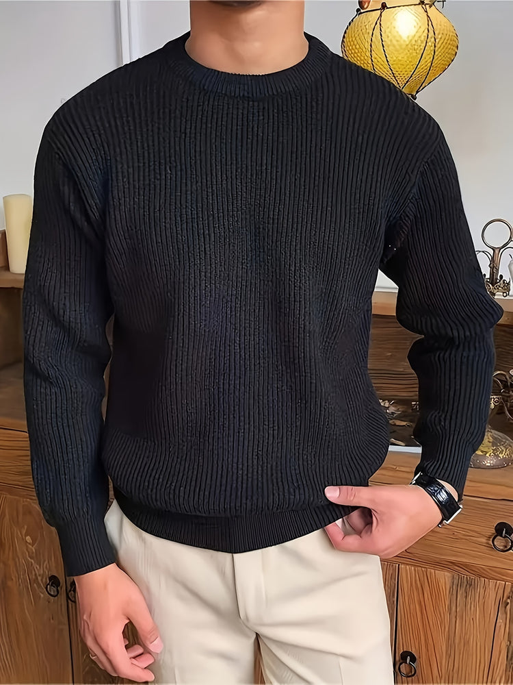 Plus Size Solid Textured Sweater - Men&
