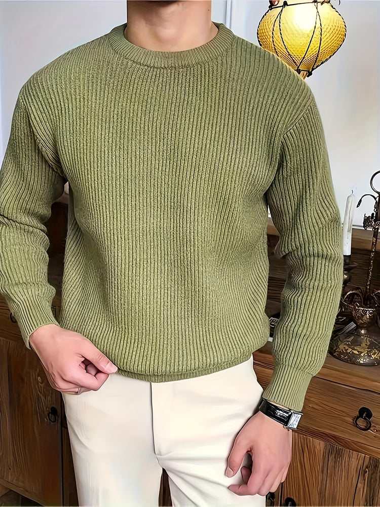 Plus Size Solid Textured Sweater - Men&
