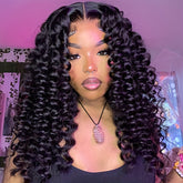 180% Density Bouncy Curly Human Hair Wigs 13x4n Virgin Spiral Curls wig Lace Frontal Human Hair Wigs For Black Women - Lena & Miles Exquisite Boutique LLC.