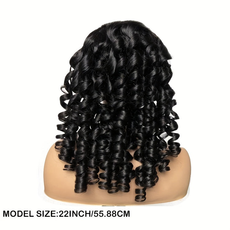 180% Density Bouncy Curly Human Hair Wigs 13x4n Virgin Spiral Curls wig Lace Frontal Human Hair Wigs For Black Women - Lena & Miles Exquisite Boutique LLC.