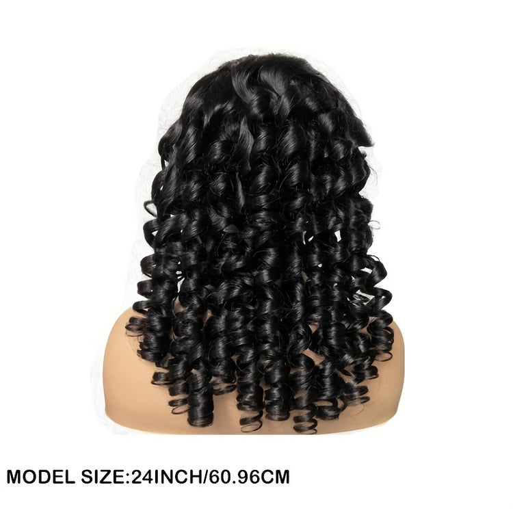 180% Density Bouncy Curly Human Hair Wigs 13x4n Virgin Spiral Curls wig Lace Frontal Human Hair Wigs For Black Women - Lena & Miles Exquisite Boutique LLC.