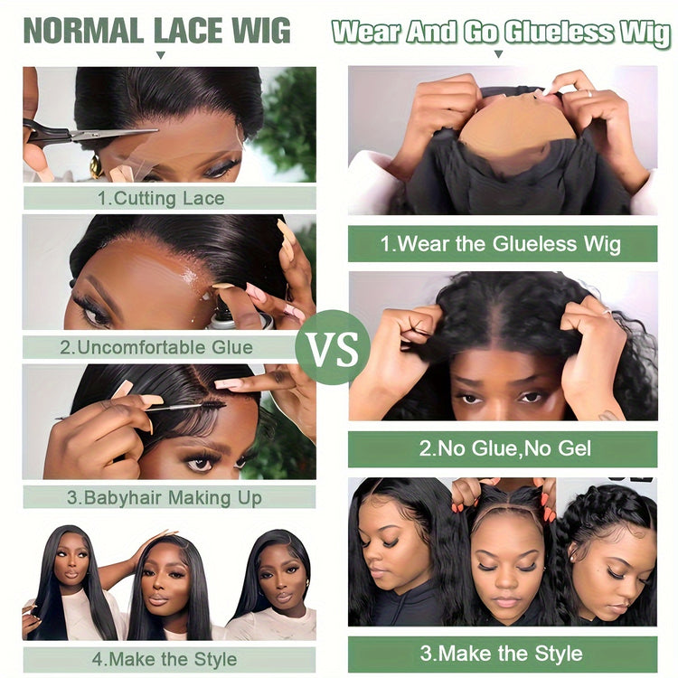 Bye Bye Knots Wig Glueless Wigs Human Hair Pre Plucked Pre Cut 6x4 HD Lace Closure Wigs Human Hair Body Wave Lace Front Wigs Human Hair For Women Put On And Go Wig 180% - Lena & Miles Exquisite Boutique LLC.