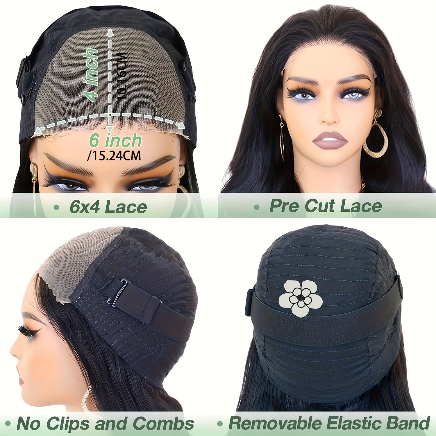 Bye Bye Knots Wig Glueless Wigs Human Hair Pre Plucked Pre Cut 6x4 HD Lace Closure Wigs Human Hair Body Wave Lace Front Wigs Human Hair For Women Put On And Go Wig 180% - Lena & Miles Exquisite Boutique LLC.