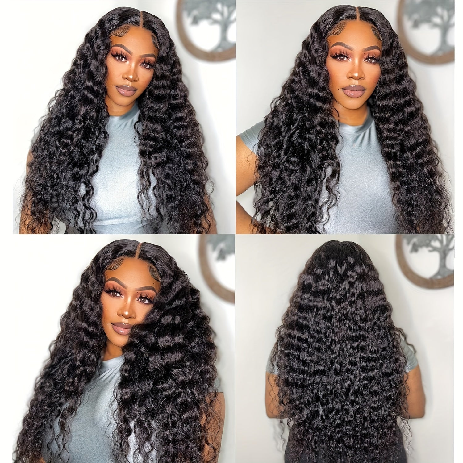 Glueless Wigs Human Hair Pre Cut Lace 4X4 HD Lace Closure Wigs Human Hair No Glue Deep Wave Lace Front Wigs Human Hair Wigs For Women 150% Density Brazilian Virgin Hair - Lena & Miles Exquisite Boutique LLC.