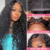 Glueless Wigs Human Hair Pre Cut Lace 4X4 HD Lace Closure Wigs Human Hair No Glue Deep Wave Lace Front Wigs Human Hair Wigs For Women 150% Density Brazilian Virgin Hair - Lena & Miles Exquisite Boutique LLC.