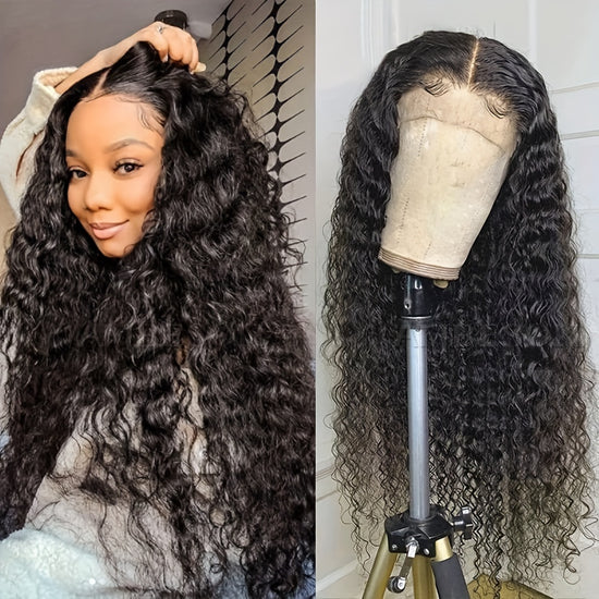 13X3 Black Curly Lace Front Wig Long Synthetic Lace Hair Wig For Women Wigs For Daily And Party Use - Lena & Miles Exquisite Boutique LLC.