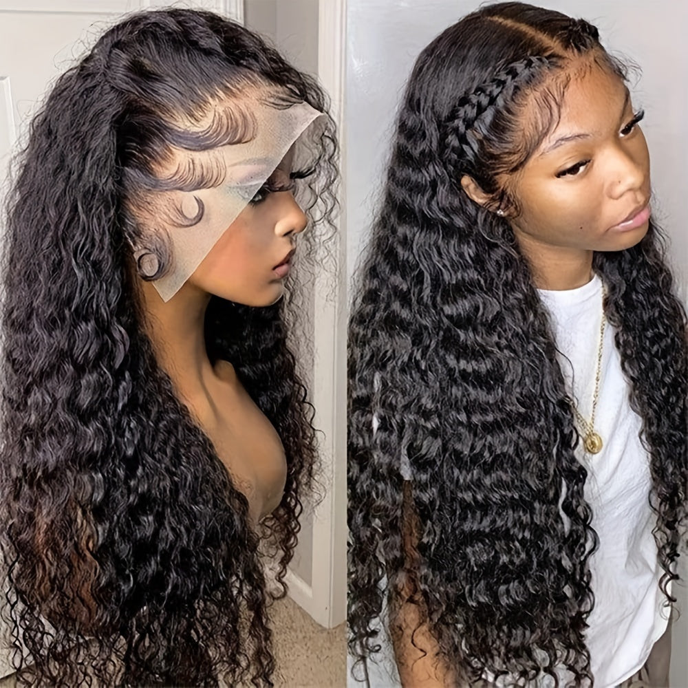 13X3 Black Curly Lace Front Wig Long Synthetic Lace Hair Wig For Women Wigs For Daily And Party Use - Lena & Miles Exquisite Boutique LLC.