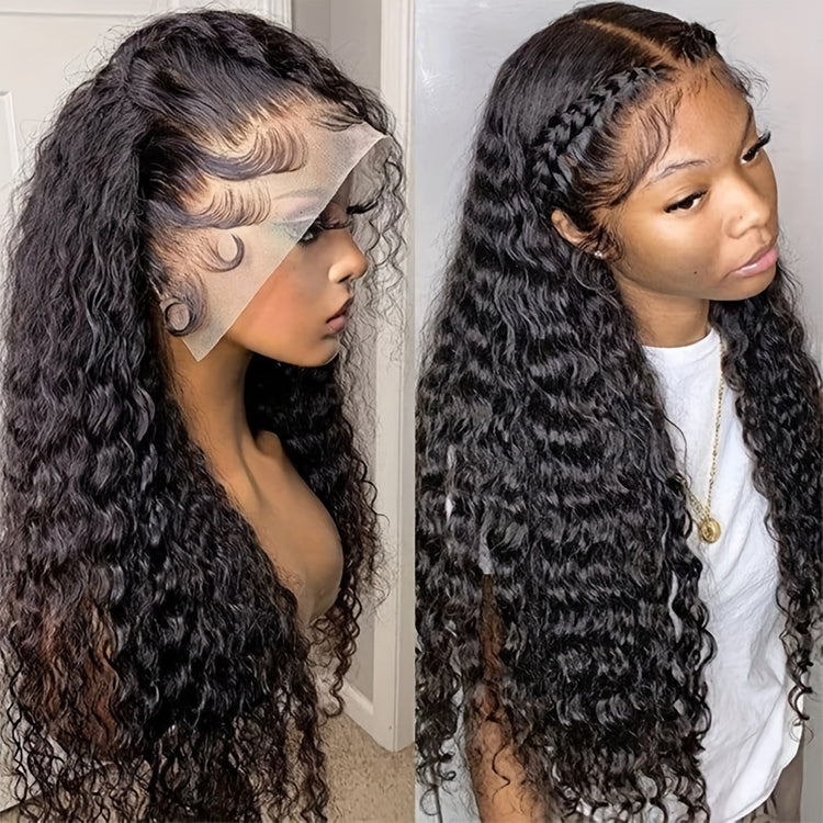 13X3 Black Curly Lace Front Wig Long Synthetic Lace Hair Wig For Women Wigs For Daily And Party Use - Lena & Miles Exquisite Boutique LLC.