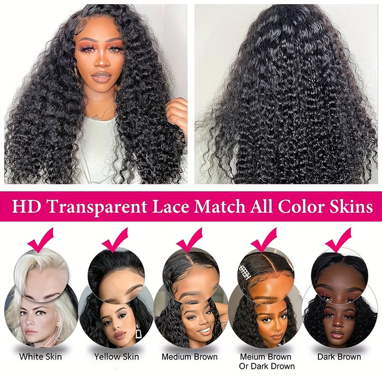 180% Density Glueless Wigs Human Hair Pre Cut Lace No Glue 5X5 HD Lace Closure Wigs Human Hair No Glue Deep Wave Lace Front Wigs Human Hair Wigs for Women Brazilian Virgin Hair - Lena & Miles Exquisite Boutique LLC.