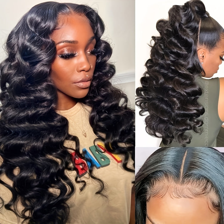 Breathtaking Brazilian Human Hair Loose Wave Wigs - 180% Density, Glueless HD 4x4 Lace Closure, Pre-Plucked with Bleached Knots & Fluffy Baby Hair for a Stunning, Natural Look - Lena & Miles Exquisite Boutique LLC.