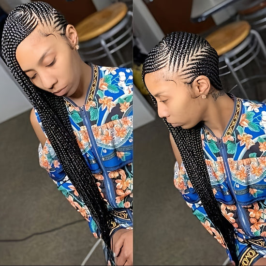 Braided 13x6 Lace wig Braids Wigs For Women Black Micro Braided Synthetic Lightweight Hand-Tied Lace Front Box Braided Wig - Lena & Miles Exquisite Boutique LLC.