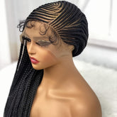 Braided 13x6 Lace wig Braids Wigs For Women Black Micro Braided Synthetic Lightweight Hand-Tied Lace Front Box Braided Wig - Lena & Miles Exquisite Boutique LLC.